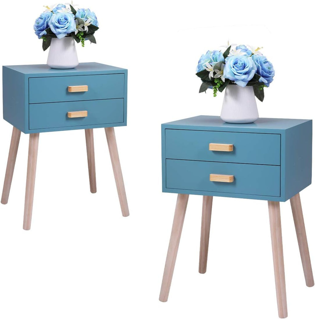 Set of 2 White Nightstand with 2 Drawers F93066