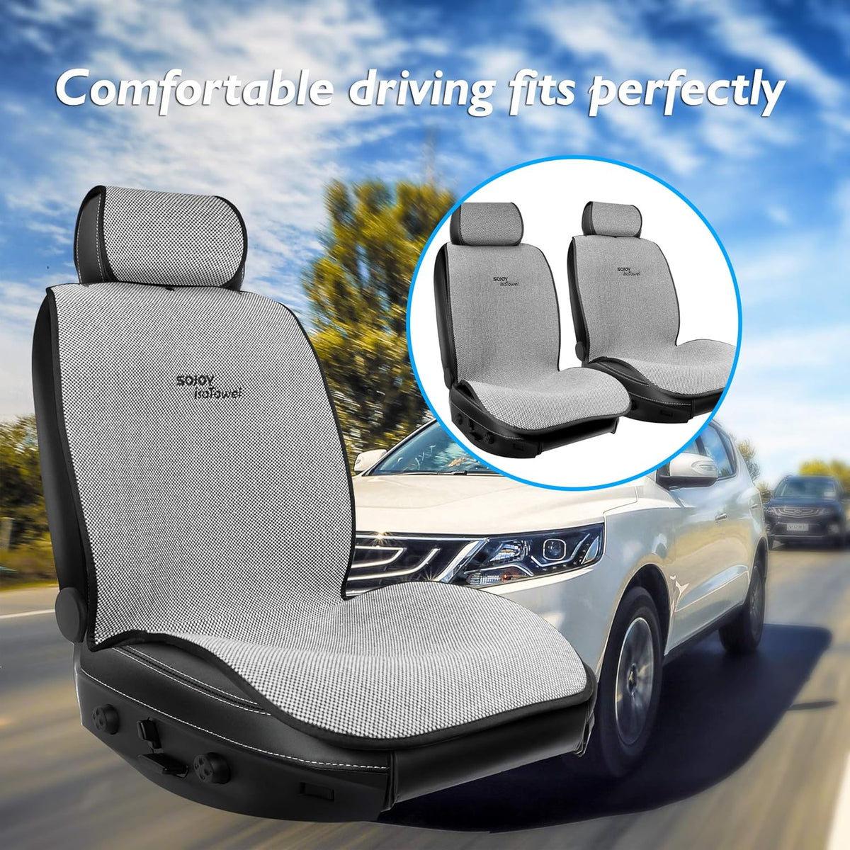 Black and White Car Seat Cushion Cover for Front of 2 Seats M738