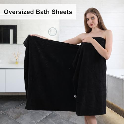 Extra Large Bath Towel Sets of 8, 2 Oversized Bath Towels, 2 Hand Towels, 4 Washcloths, 600GSM Soft Microfiber Quick Dry Highly Absorbent Bath Towels Sheets (Violet) W85041