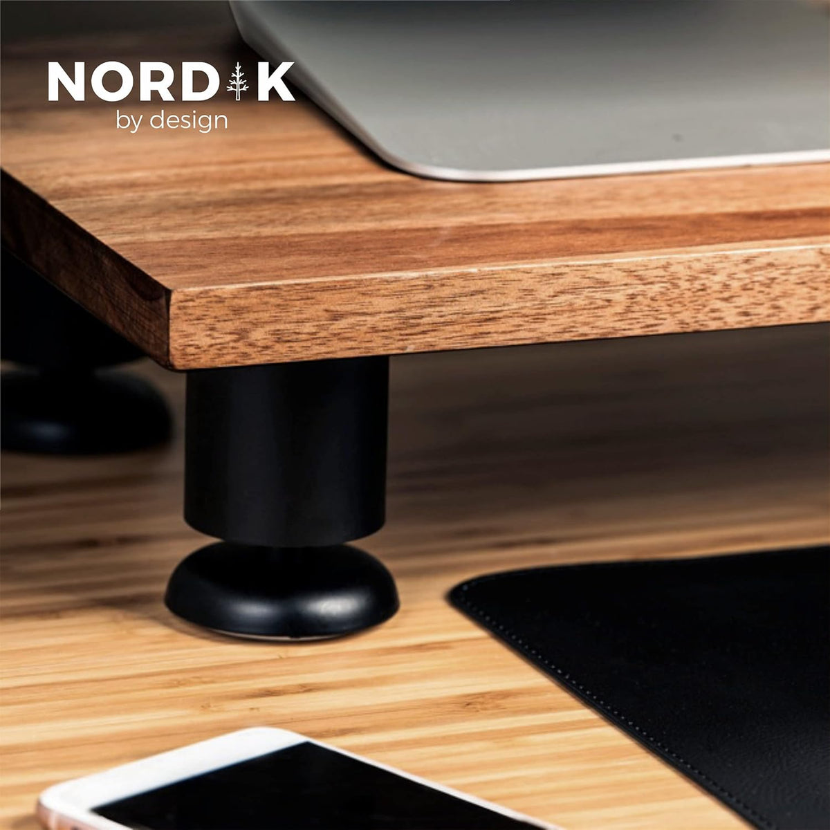 Large Dual Monitor Riser Hardwood Acacia Computer Riser C472571