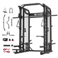 Smith Machine Squat Rack with Weight Bar, LAT Pull-Down & Cable Crossover P943934