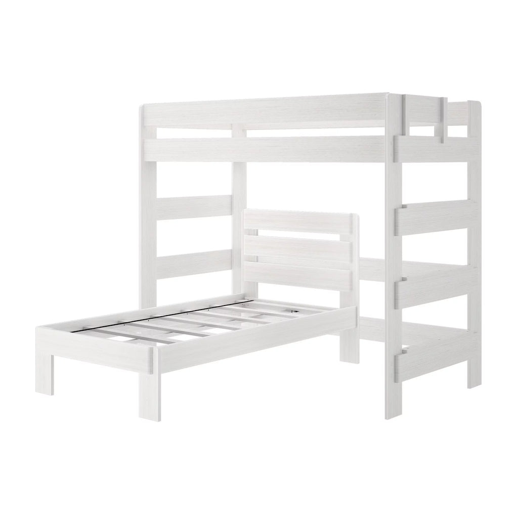 Solid Wood Twin over Twin L-Shaped Bunk Bed White Wash P798567