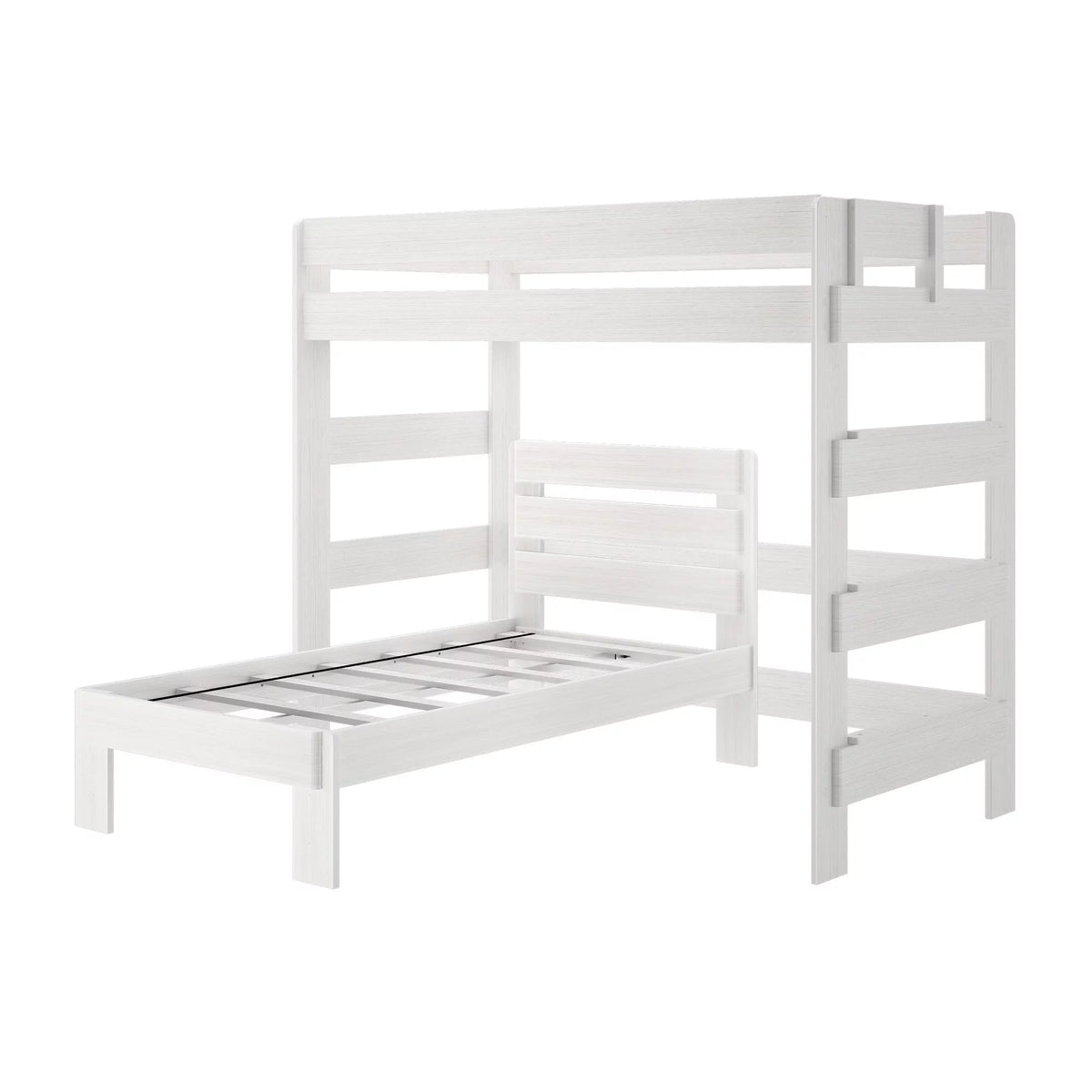 Solid Wood Twin over Twin L-Shaped Bunk Bed White Wash P798567