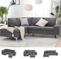 Gray Sectional Sofa with Armrest Storage E3927