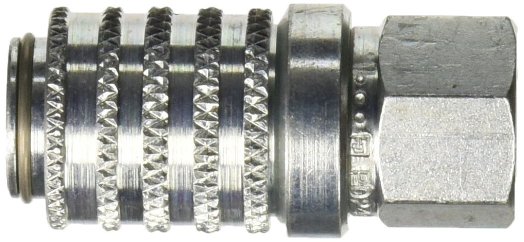 Steel Test Port Quick Coupler with Female Pipe Thread, 1/8" Body Size, 1/8"-27 NPTF Thread Size, 1.67" Length Pack of 2 Q139