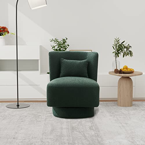 Green Boucle Swivel Barrel Chair H628
