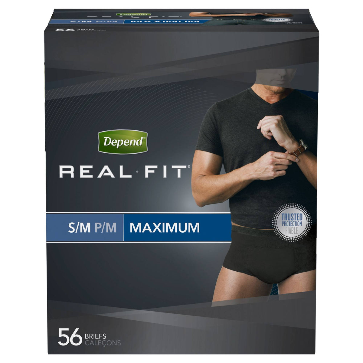 Men's Maximum Absorbency Briefs Black S/M 56 Count Y1393
