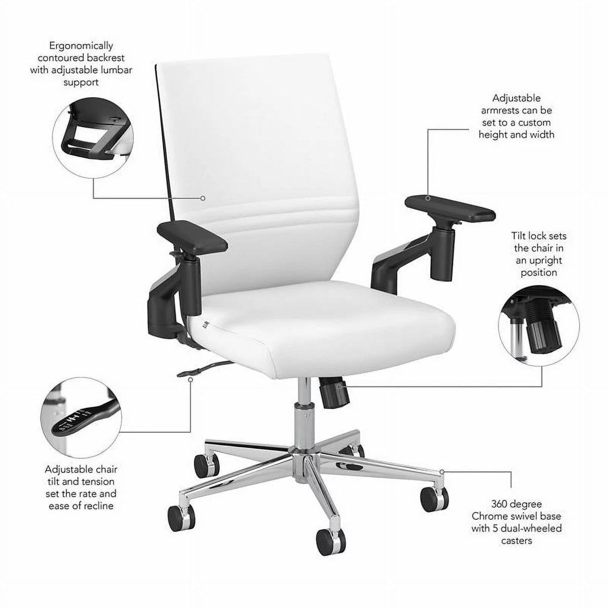 White Faux Leather Office Chair J2225