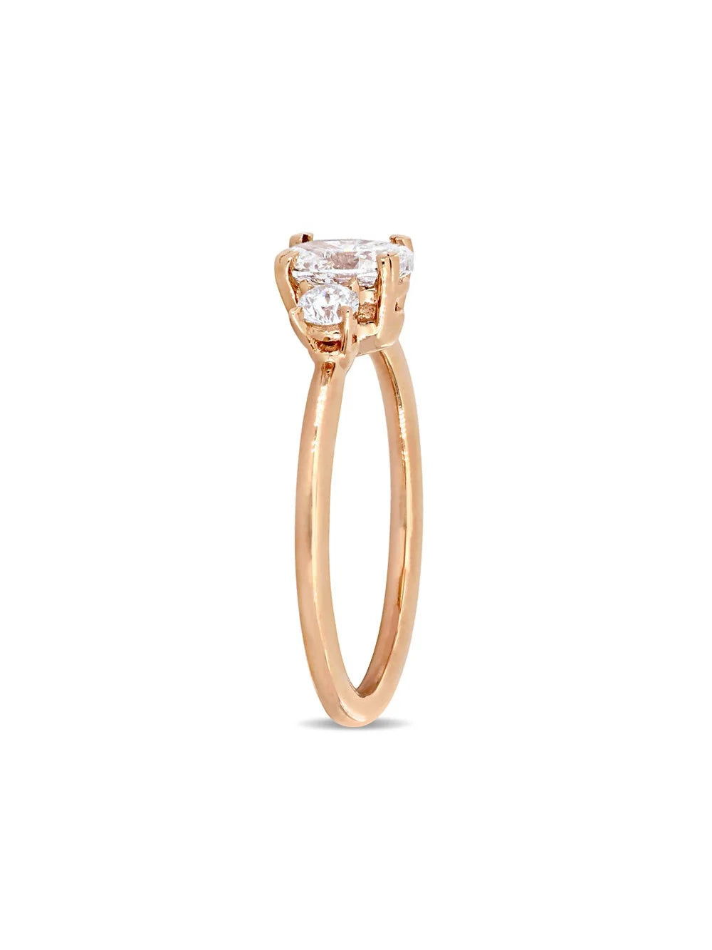 14K Rose Gold Three-Stone Diamond Engagement Ring D554