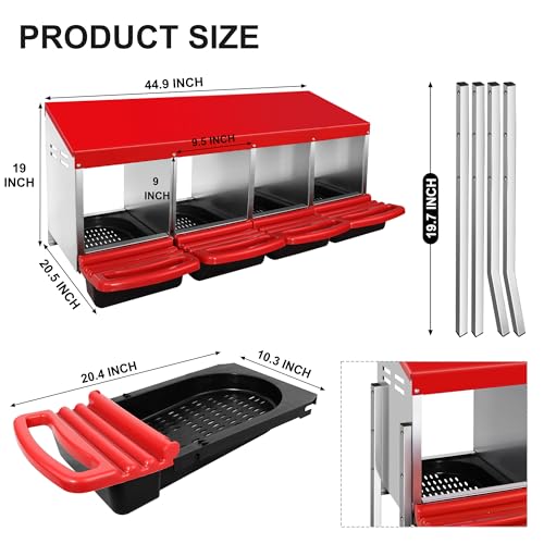 4 Compartment Heavy Duty Chicken Nesting Boxes with Perch D840