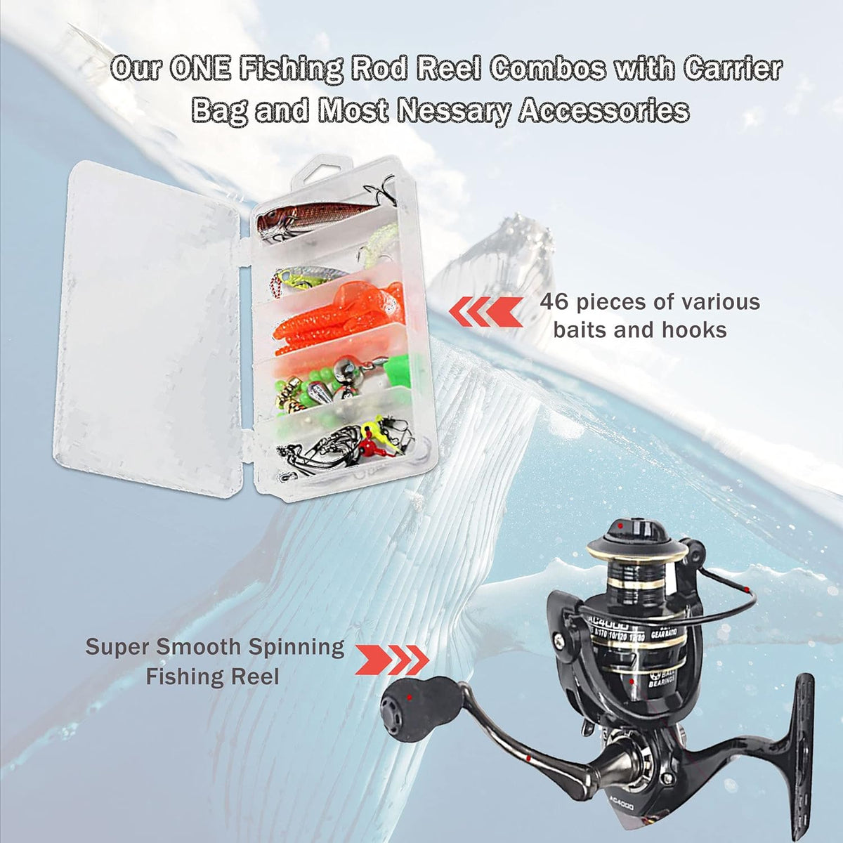 Telescopic Carbon Baitcasting Combo Kit with Carrier Bag S144839