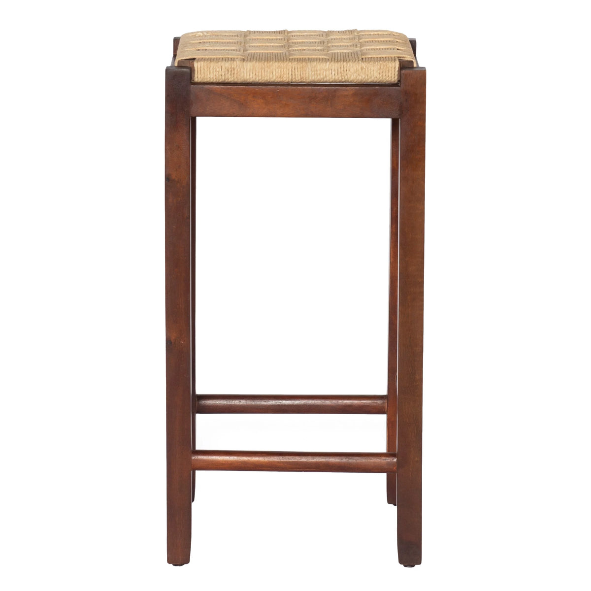32 Inch Mango Wood Barstool with Rope Weaved Seat A655