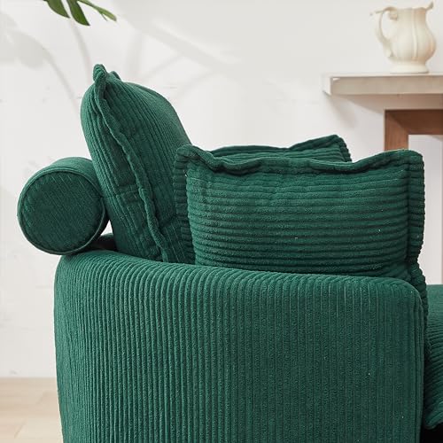 Oversized Corduroy Accent Barrel Chair with Storage Ottoman T15298