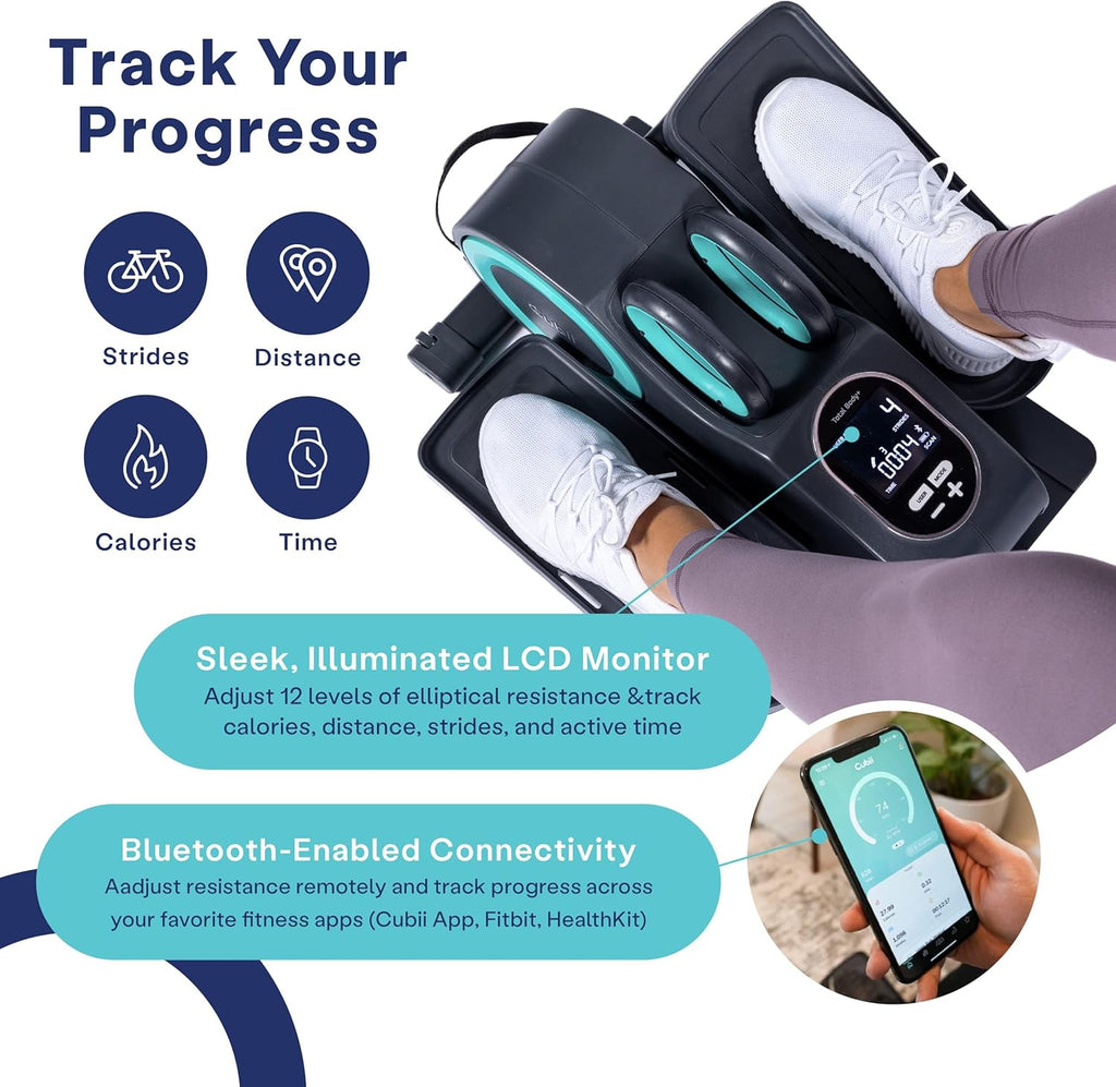 Under Desk Seated Elliptical Pedal Exerciser with Upper Body Resistance Bands L1258