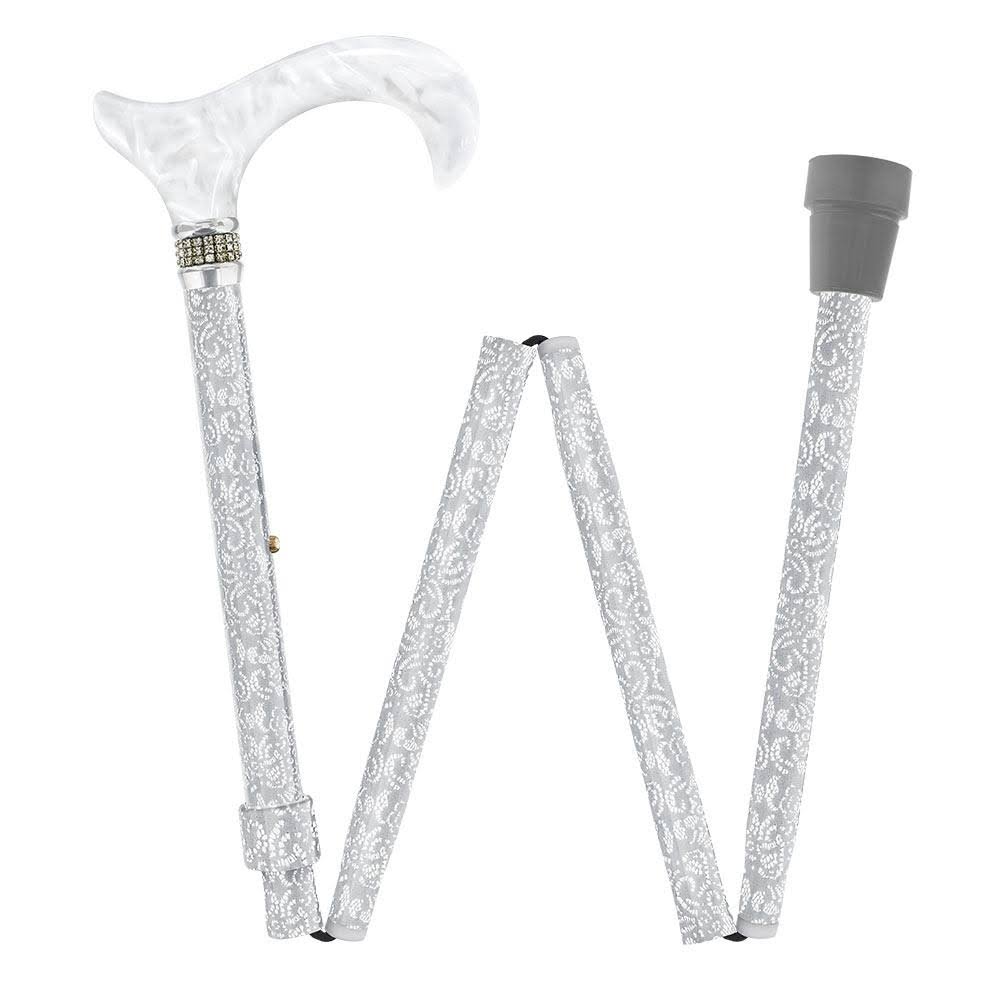 Adjustable Folding Cane with Rhinestone Collar A9868