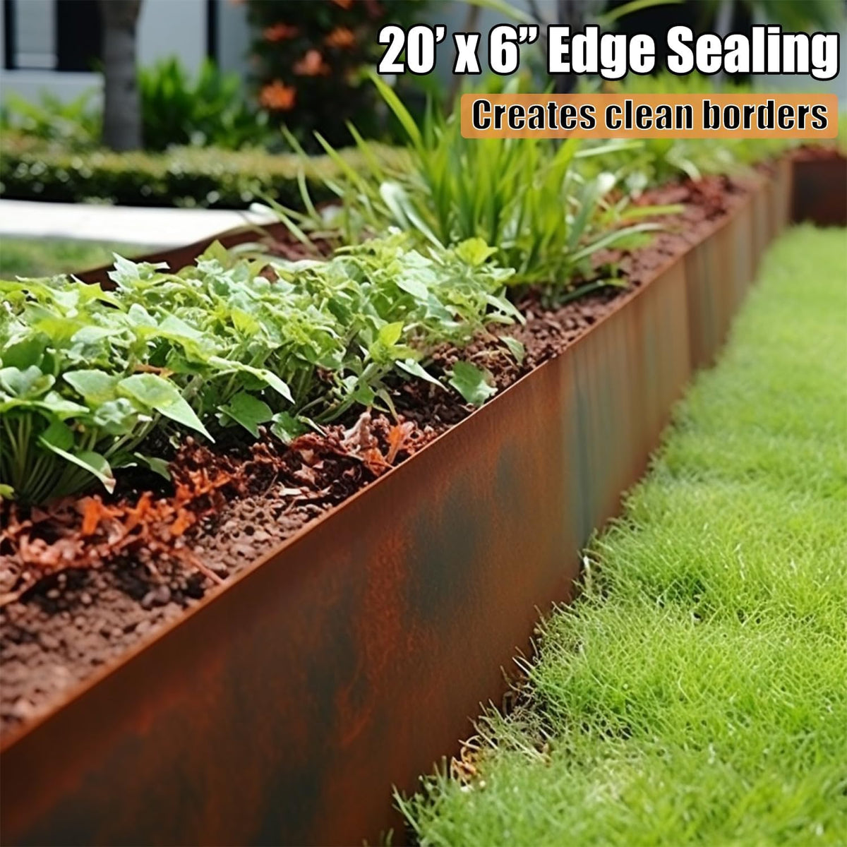 6 Pack Pre-Rusted Steel Lawn Edging, 40 inch Strips, 6 inch Depth Z584