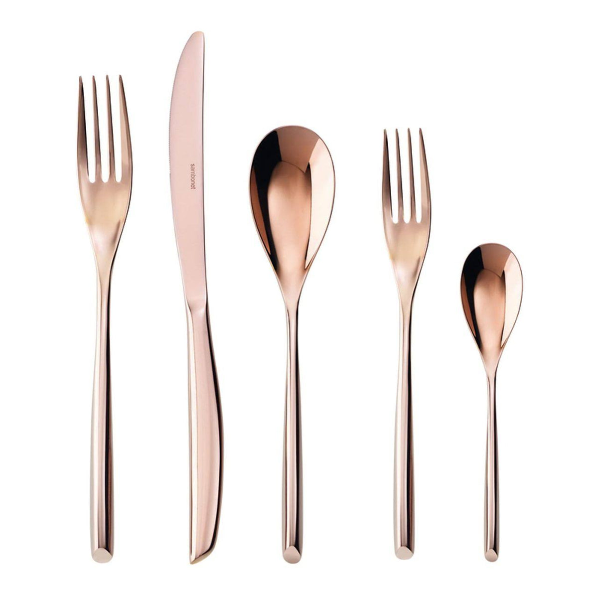 5 Piece Bamboo Copper Place Setting Solid Handle X8168