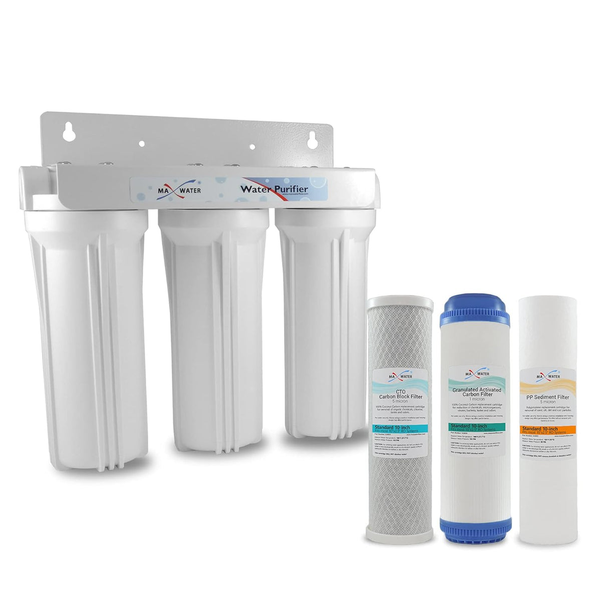 3 Stage 10 inch Whole House Water Filter Clear Housing Water Filtration System with Carbon Filters H31859