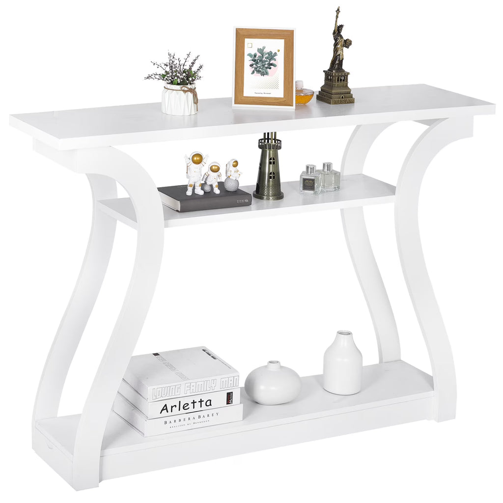 White Curved 3-Tier Console Table E507151