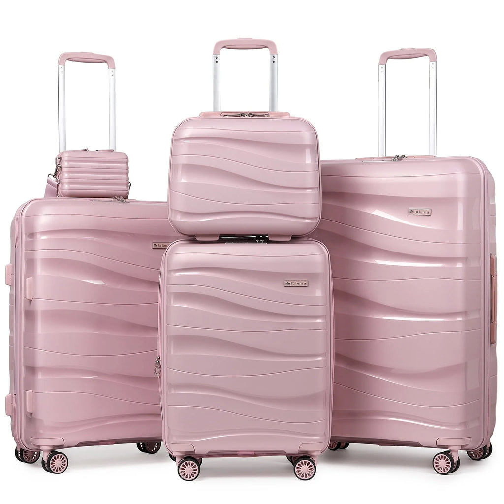 5 Luggage Sets PP Hardside Spinner Luggage Expandable Carry-on Suitcase V939