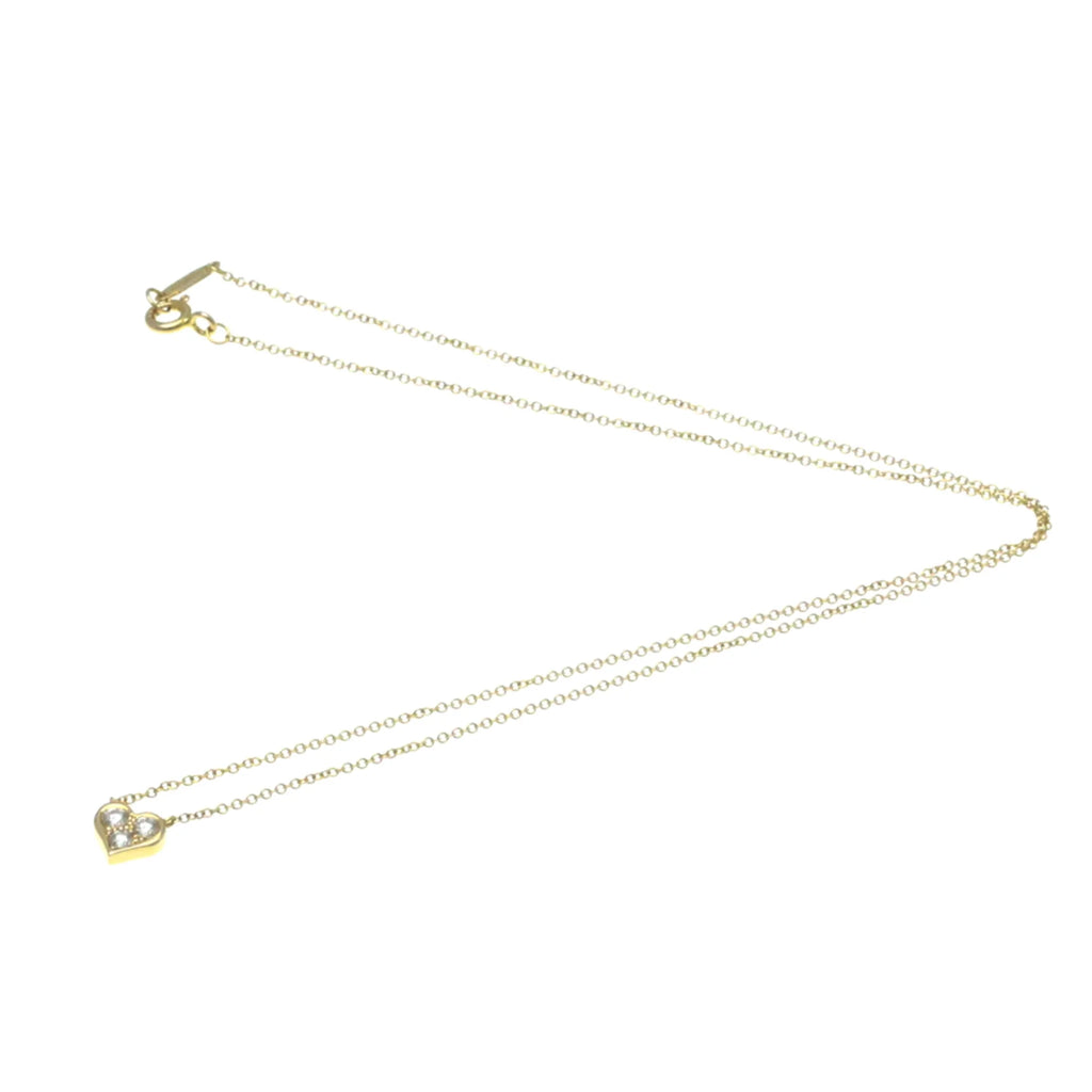 18K Yellow Gold Diamond Heart Pendant Necklace Q999388