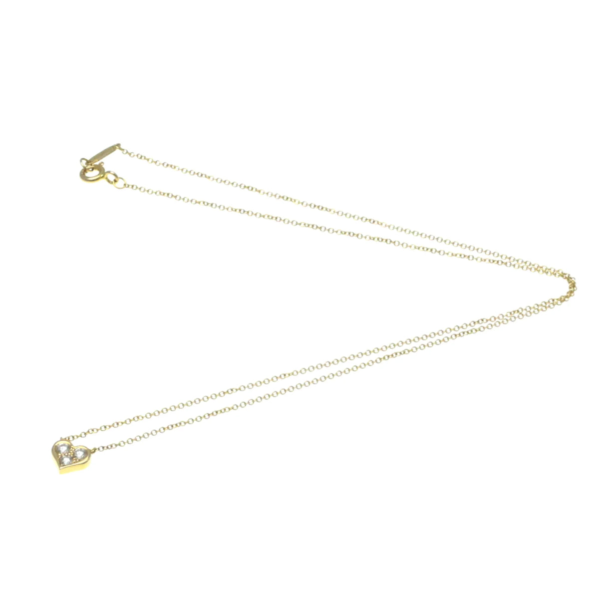 18K Yellow Gold Diamond Heart Pendant Necklace Q999388