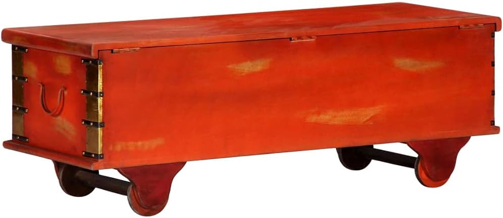 Red Solid Acacia Wood Storage Box C596