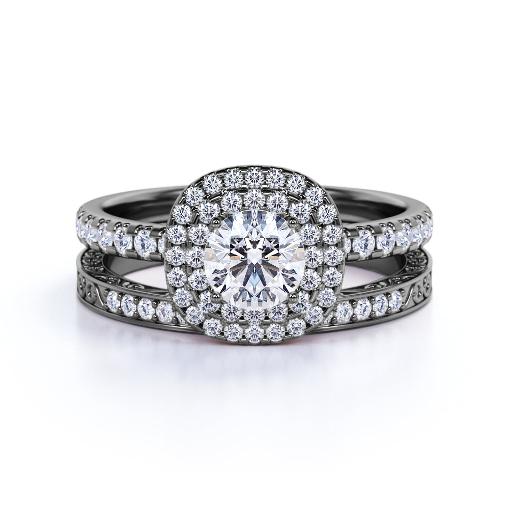 Vintage Gothic Wedding Ring Set A52953