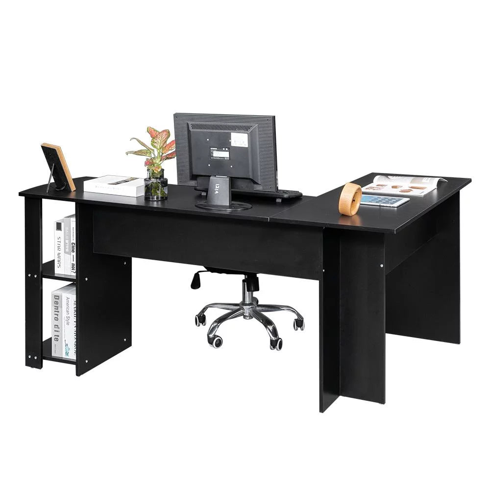 L-Shaped Computer Desk with Bookshelves E907624