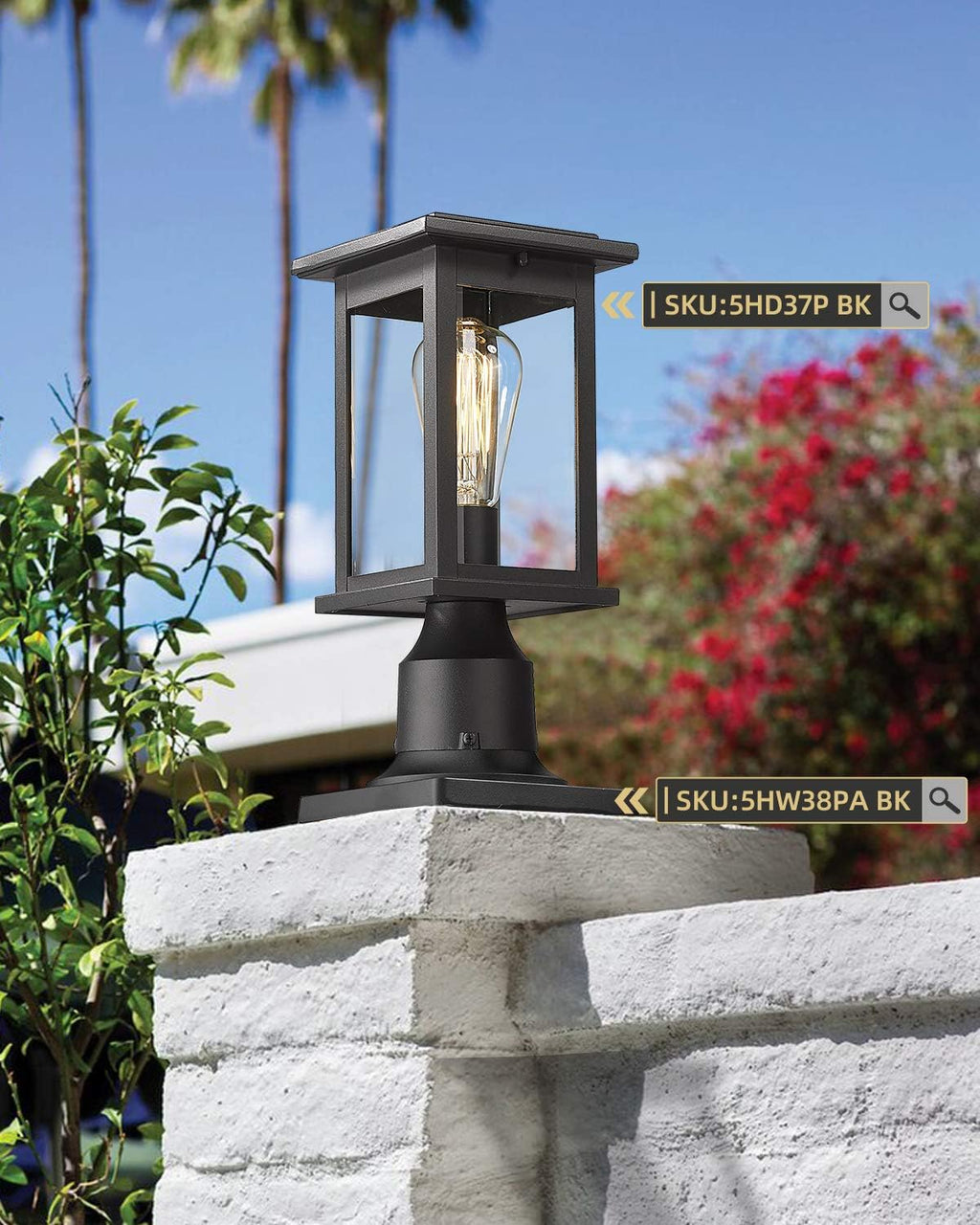 Black Cast Aluminum Post Light Mount Base Adapter 2 Pack Y591