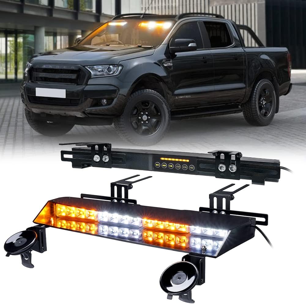 32 LED Dual Visor Strobe Light Bar with Brackets & Sucker Y28376