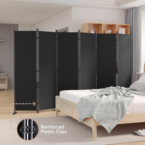 8 Panel 6 Ft Tall Black Folding Room Divider D810458