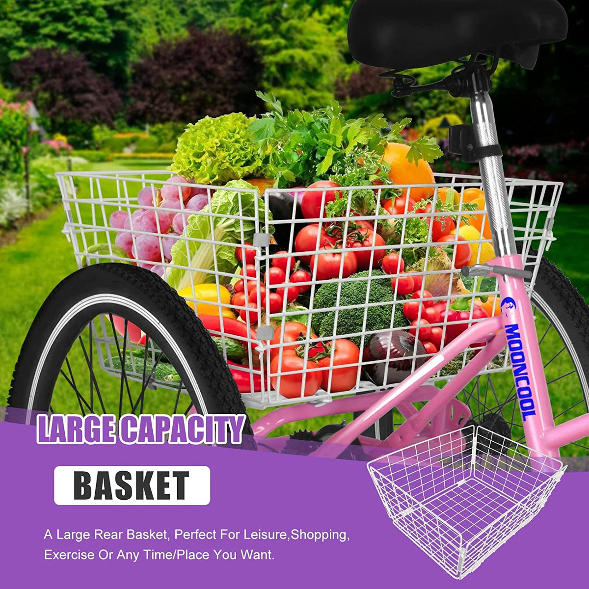 7 Speed Adult Tricycle with Cargo Basket Q1094