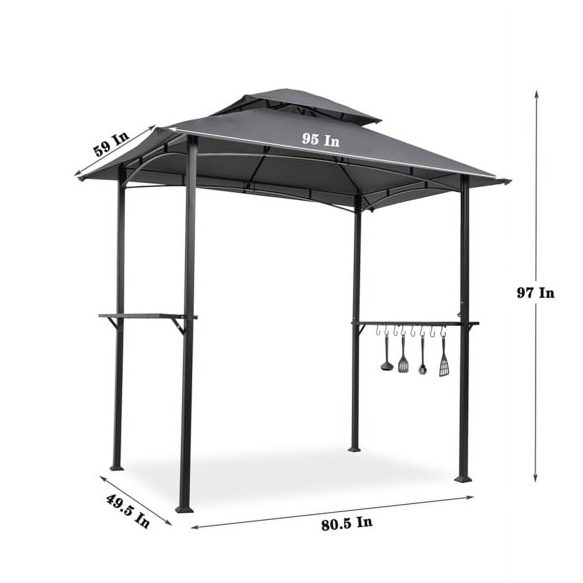 Grey Outdoor Grill Gazebo with Steel Frame M56579