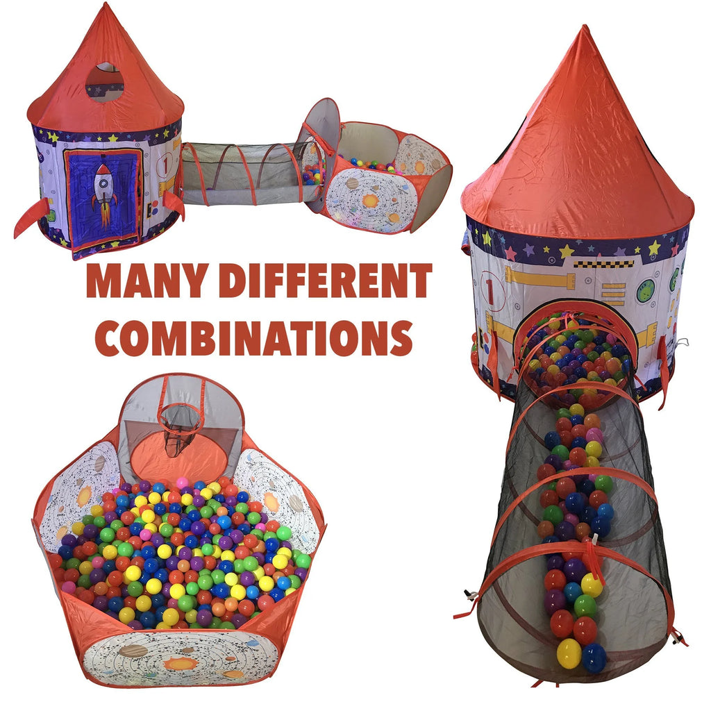 3pc Kids Play Tent Tunnel and Ball Pit with Basketball Hoop C587822