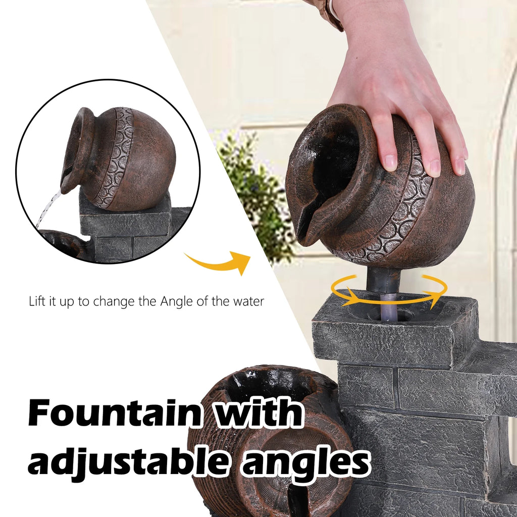 39.3" Outdoor Water Fountain with LED Lights 5 Tiers O14620