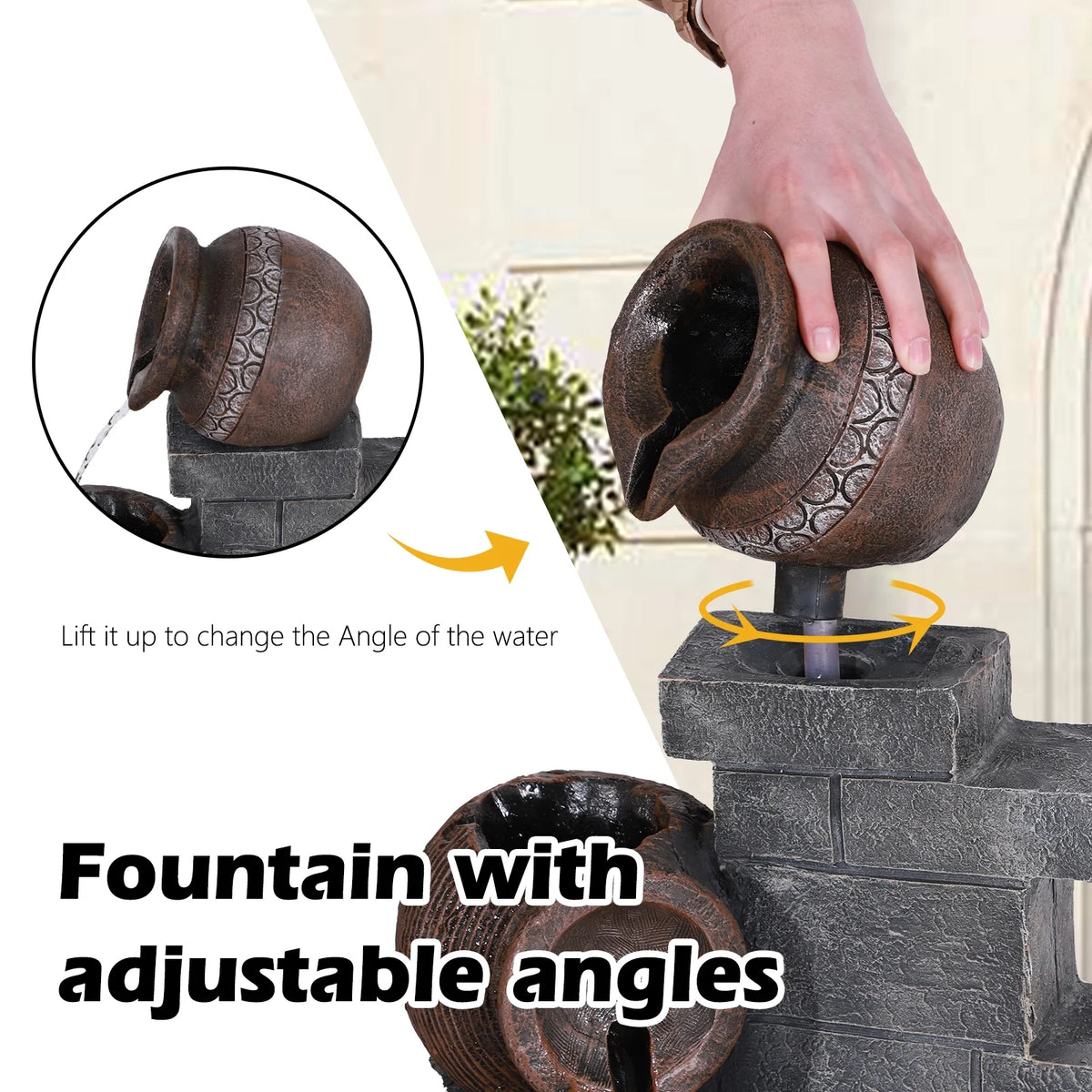 39.3" Outdoor Water Fountain with LED Lights 5 Tiers O14620