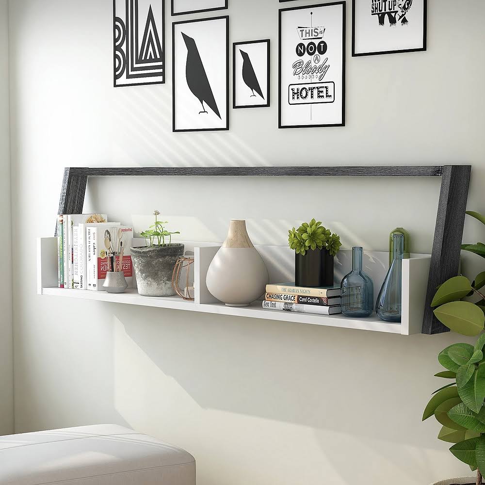 Distressed Gray and White 2-Shelf Bookcase D6373