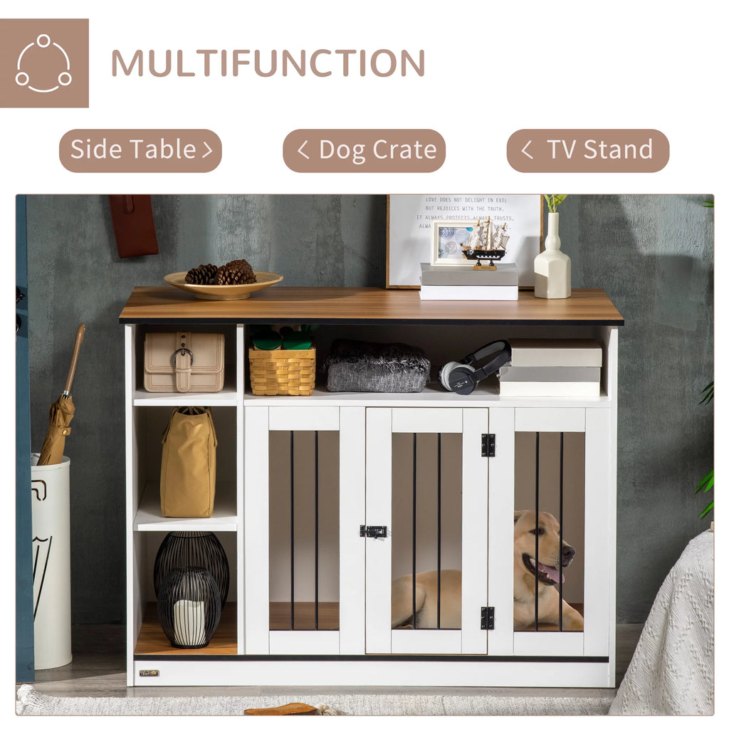 White Dog Crate Furniture with Storage G6259