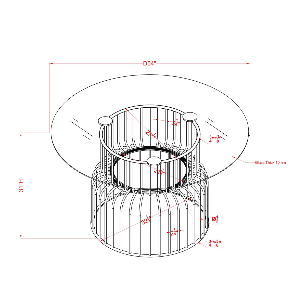 Glass Top Round Dining Table Z81119
