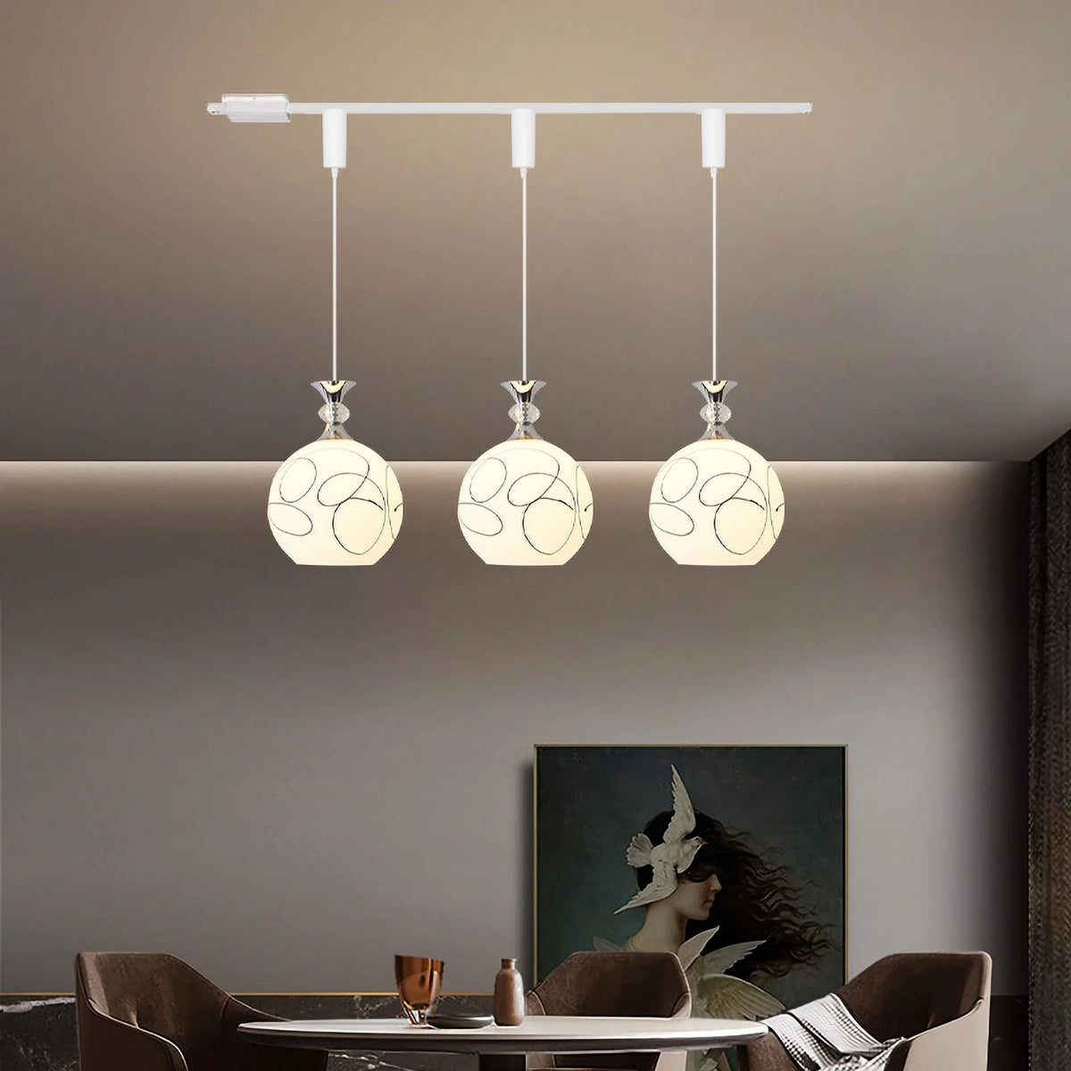 3-Light Track Pendant Light with Glass Shade J762571