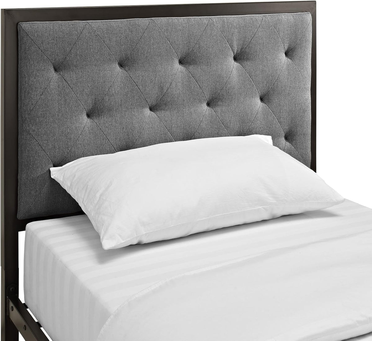 Twin Size Grey Fabric Bed Frame U866149