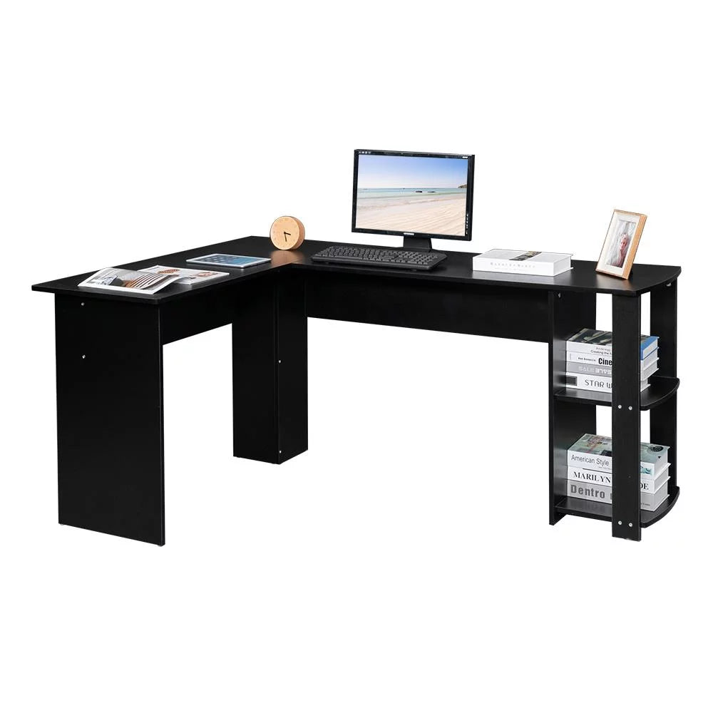 L-Shaped Computer Desk with Bookshelves E907624