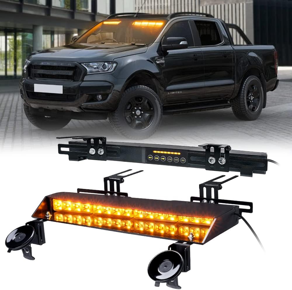 32 LED Dual Visor Strobe Light Bar with Brackets & Sucker Y28376