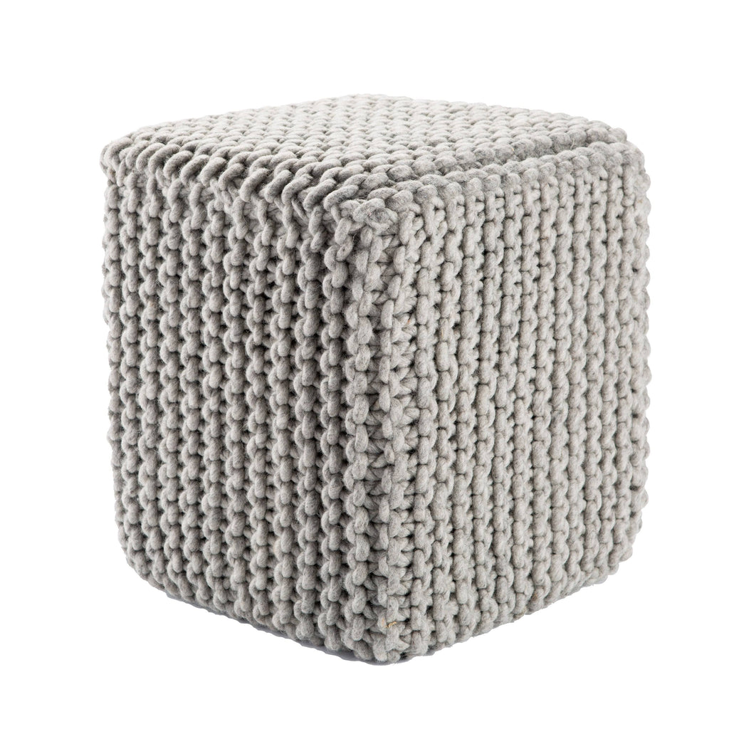 Light Grey Wool Pouf Y135