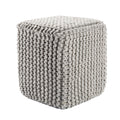 Light Grey Wool Pouf Y135