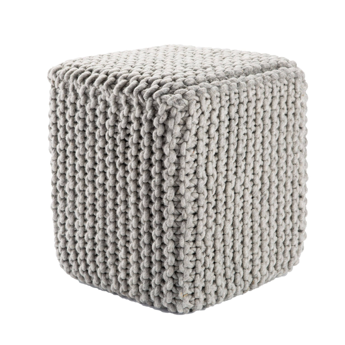 Light Grey Wool Pouf Y135