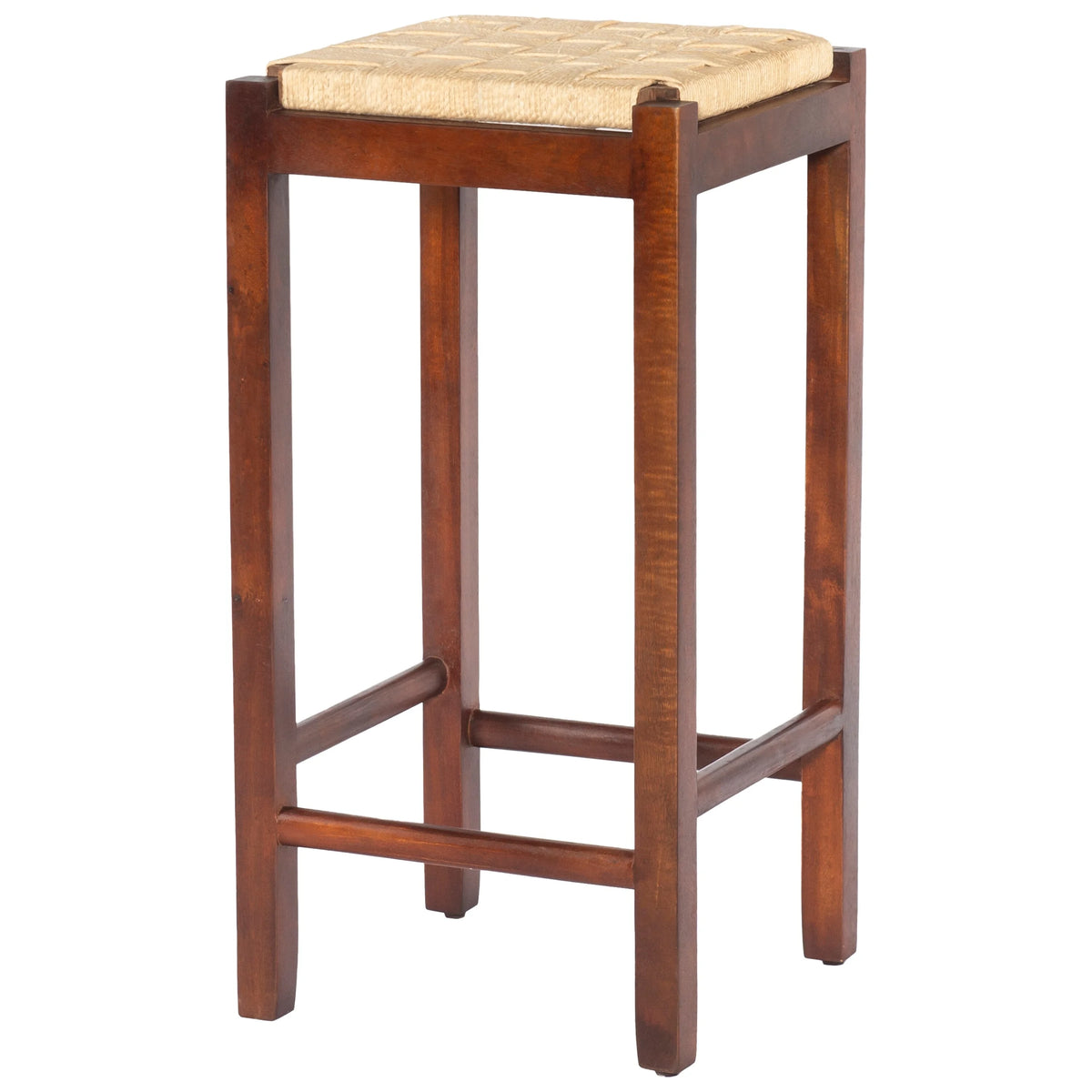32 Inch Mango Wood Barstool with Rope Weaved Seat A655