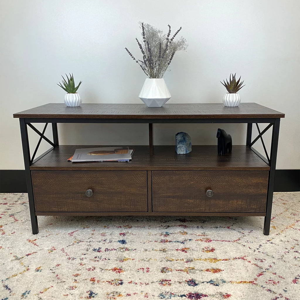 Metal and Wood TV Stand up to 50" Walnut Y870
