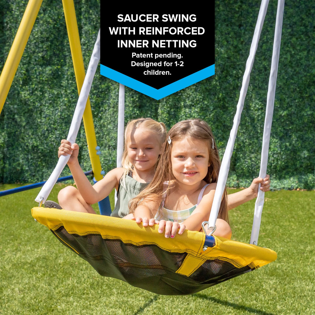 Metal Swing Set with Saucer Swing and Glider Swing V9926